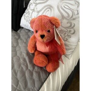 Avon Commemorative 100th Anniversary Talking Teddy Bear Plush Pink Red Bow 12"